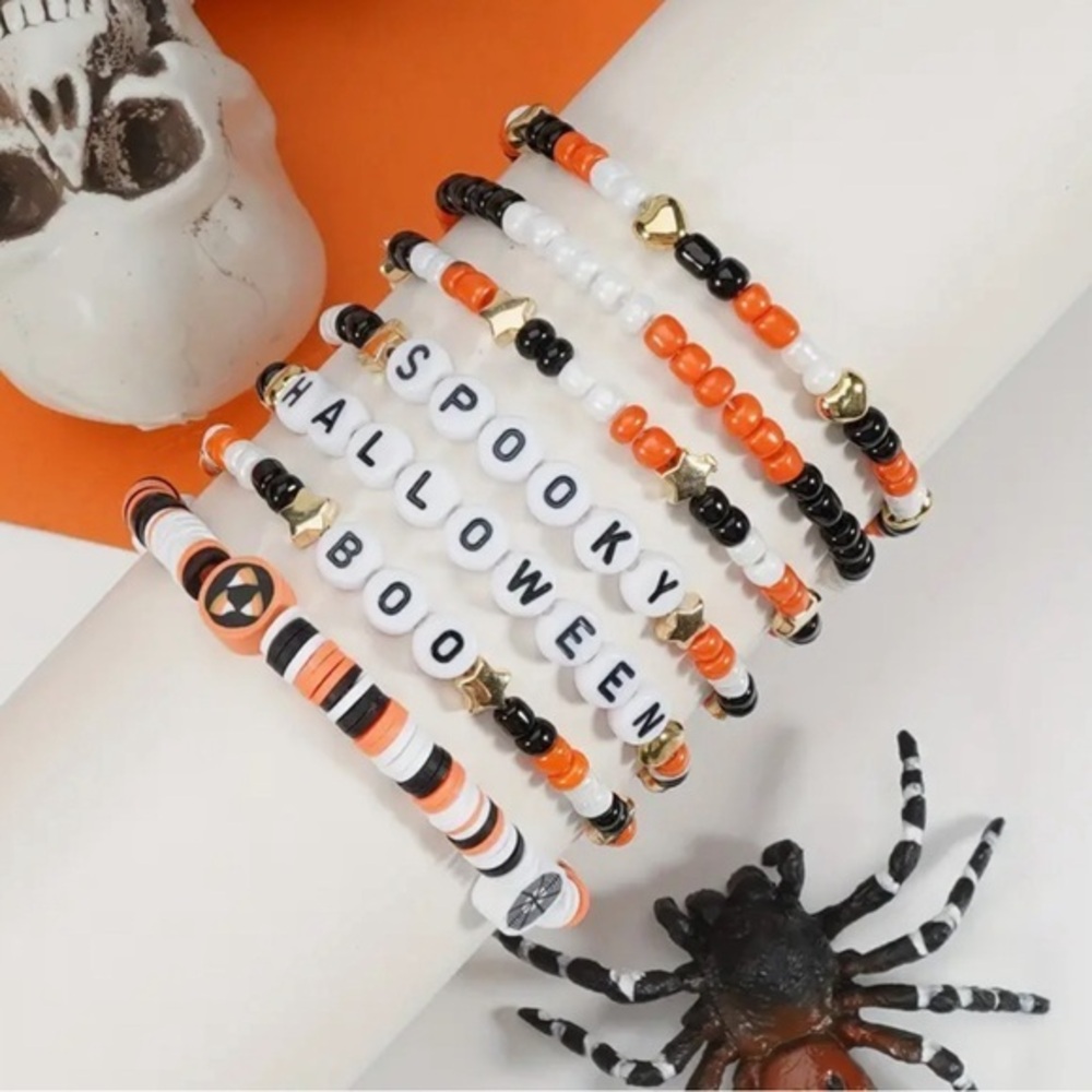 Vintage Inspired Colorful Beaded 7 Bracelets Halloween